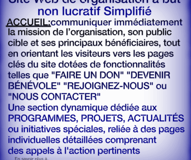 Site Web de organisation à but non lucratif Simplifié ACCUEIL:communiquer immédiatement la mission de l'organisation, son public cible et ses principaux bénéficiaires, tout en orientant les visiteurs vers les pages clés du site dotées de fonctionnalités telles que "FAIRE UN DON" "DEVENIR BÉNÉVOLE" "REJOIGNEZ-NOUS" ou "NOUS CONTACTER" Une section dynamique dédiée aux PROGRAMMES, PROJETS, ACTUALITÉS ou initiatives spéciales, reliée à des pages individuelles détaillées comprenant des appels à l'action pertinents En savoir plus à.. HTTPS://FR.WEBBERSWORLD.WEBSITE/SITE-WEB-DE-ORGANISATION-à-BUT-NON-LUCRATIF-SIMPLIFIE